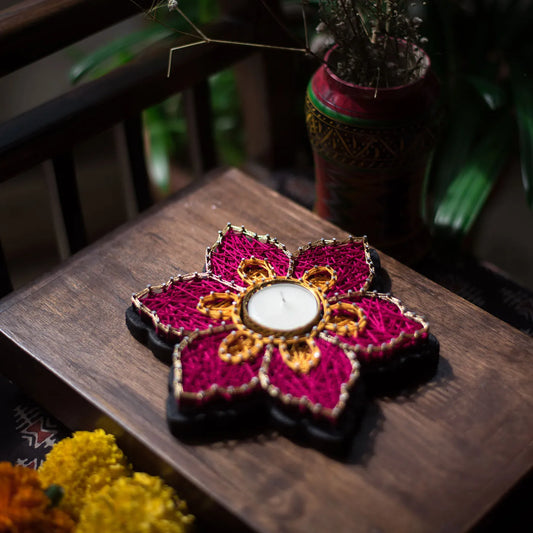 Regal Star String Art Tealight Holder For Diwali - Set of 3