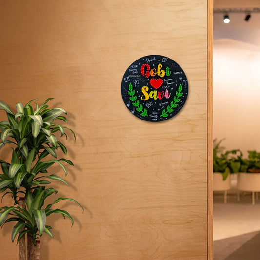 Round Shape String Art Couple Name Plate