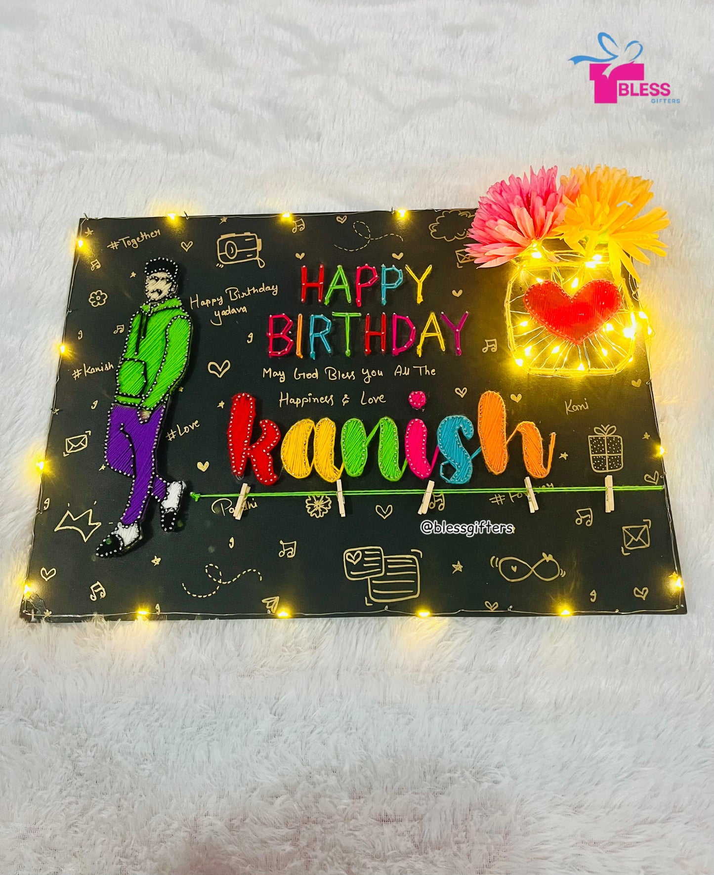 Shining Wishes – Handmade Birthday String Art Nameplate