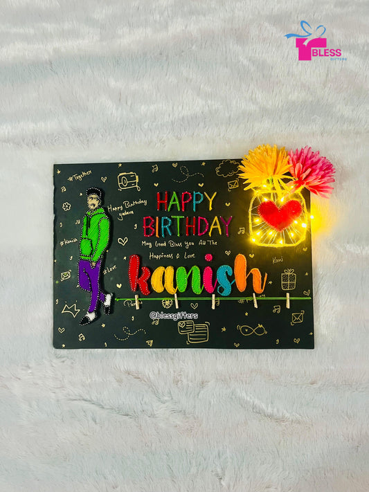 Shining Wishes – Handmade Birthday String Art Nameplate