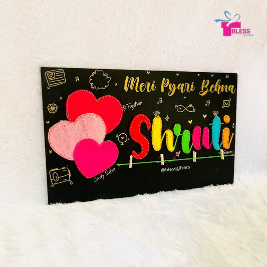Emotional Raksha Bandhan String Art Gift for Sister With Fairy Lights