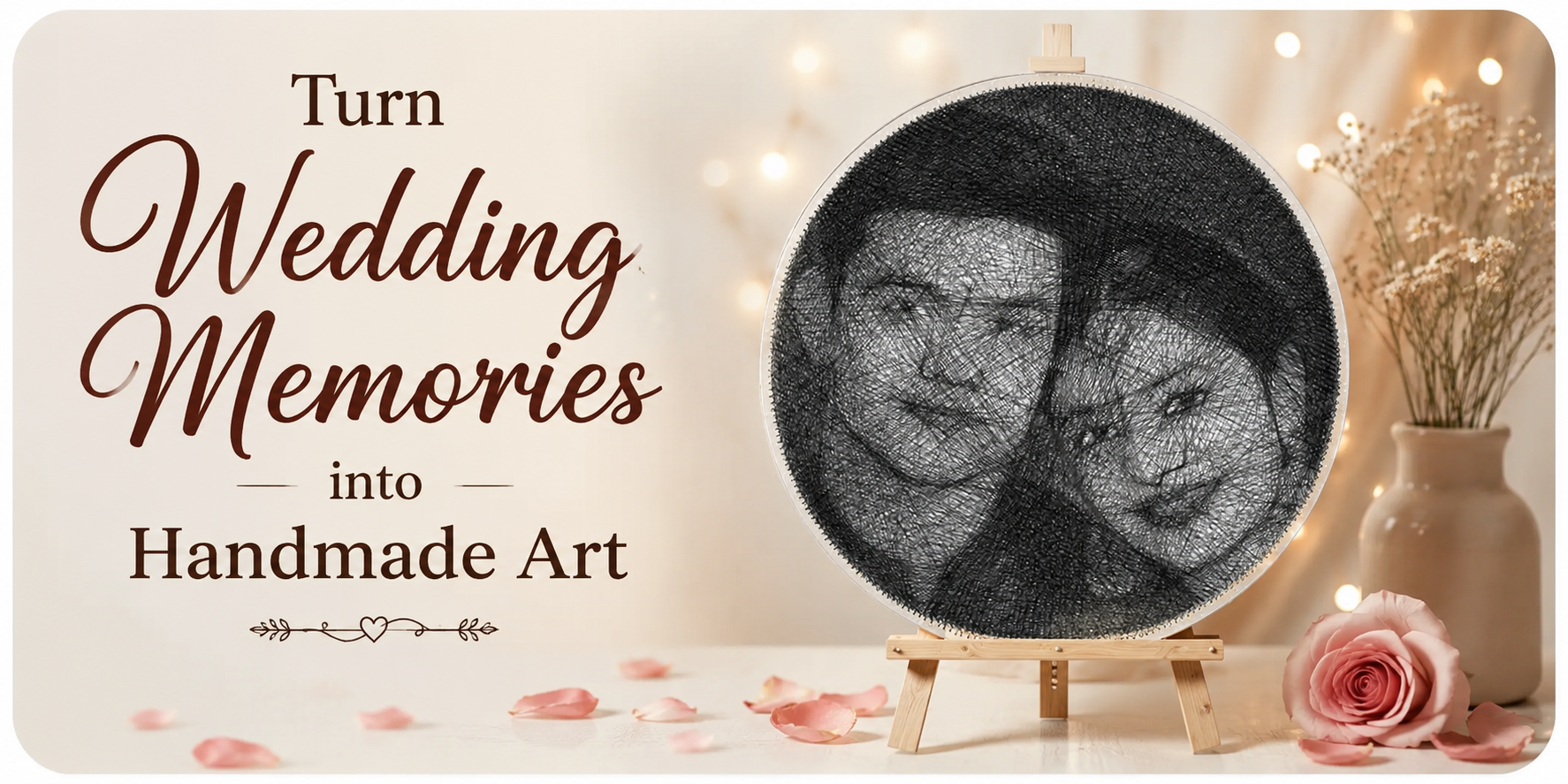 Turn Wedding Memories into Art: Personalized String Art Portraits