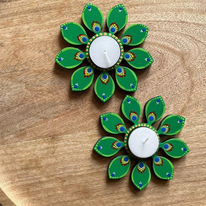 Colorful Flower Shaped Tealight Holders for Diwali Decor (Set of 25)
