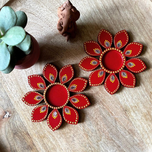 Colorful Flower Shaped Tealight Holders for Diwali Decor (Set of 25)