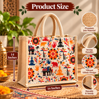 Abstract Print Jute Gifting Bag with Zip Closure