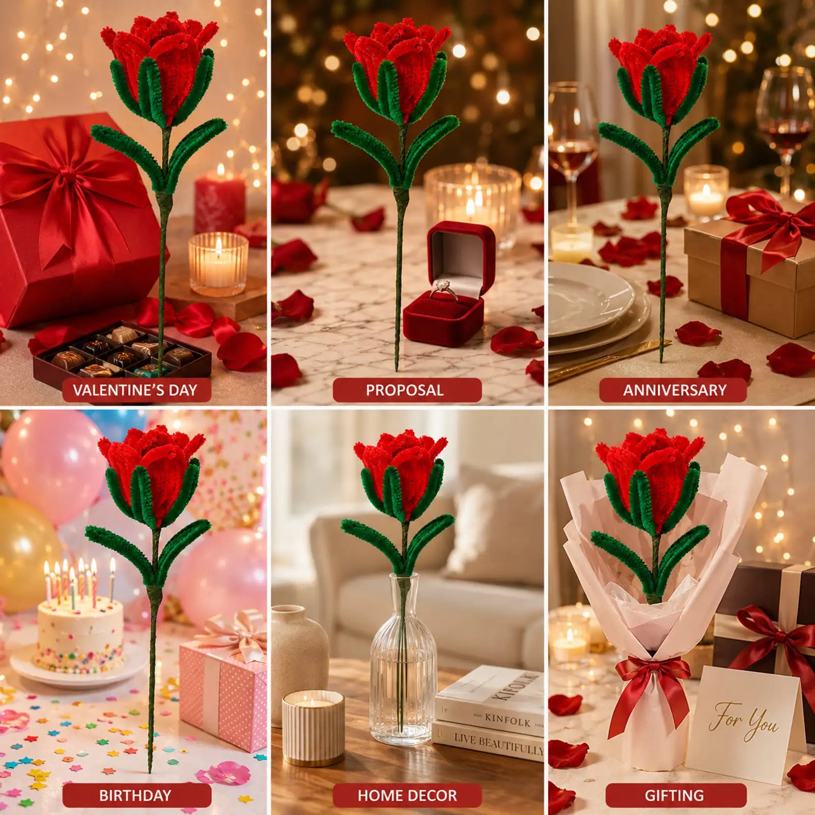 Artificial Red Rose Flower - Best Surprise for Her