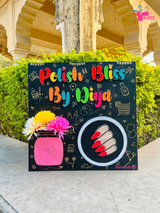 Handmade string art name plate with brand logo