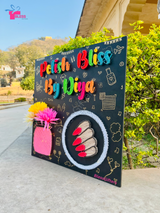 Handmade string art name plate with brand logo