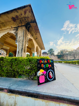 Handmade string art name plate with brand logo