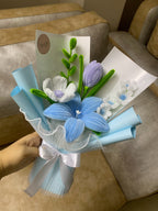 Blue Floral Charm Bouquet with Purple Bloom
