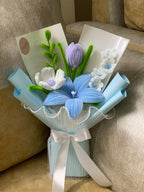 Blue Floral Charm Bouquet with Purple Bloom