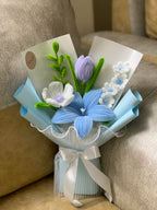 Blue Floral Charm Bouquet with Purple Bloom