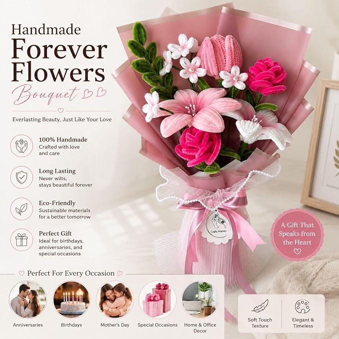 Blush Pink Theme Crochet Bouquet