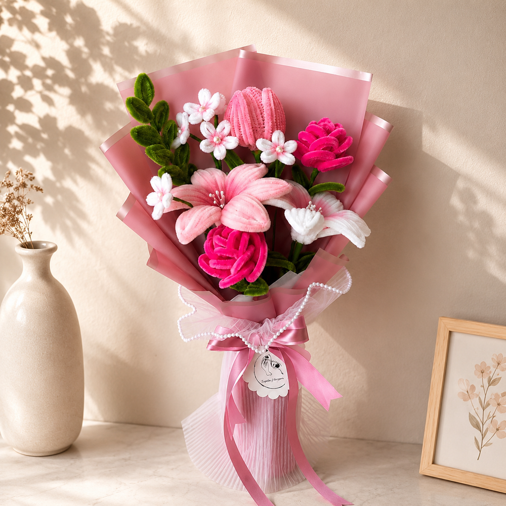 Blush Pink Theme Crochet Bouquet