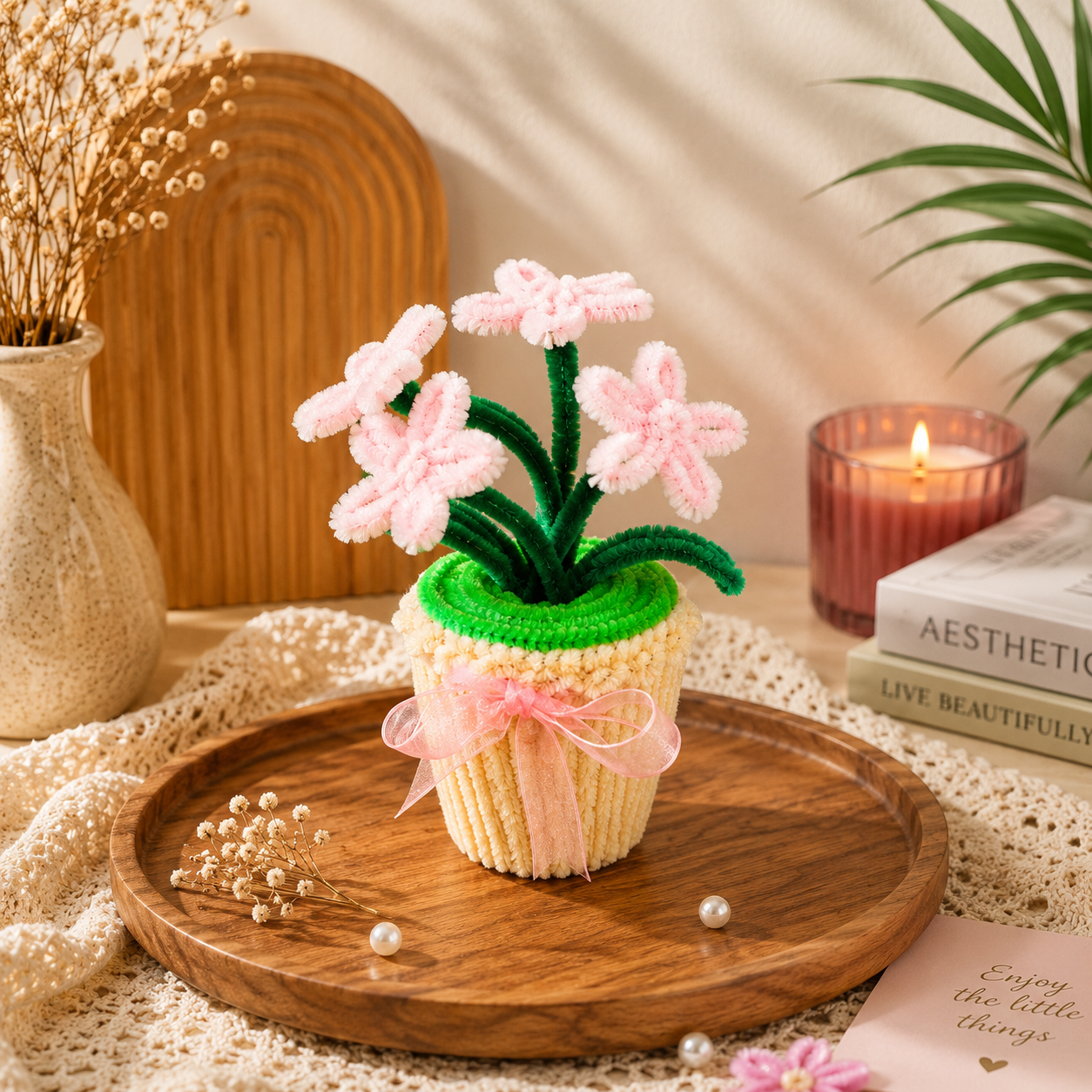 Colorful Bloom Crochet Planter Collection – Handmade Mini Floral Pot