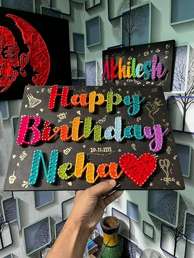 Colorful String Art Nameplate A Special Gift for Birthday