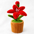 Crimson Lily Cup Plant – Handmade Floral Table Decor