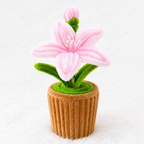 Crimson Lily Cup Plant – Handmade Floral Table Decor