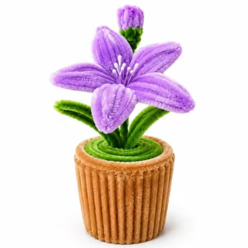 Crimson Lily Cup Plant – Handmade Floral Table Decor