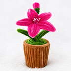 Crimson Lily Cup Plant – Handmade Floral Table Decor