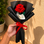 Crimson Love Rose Crochet – Bold Red Floral Gift Wrapped
