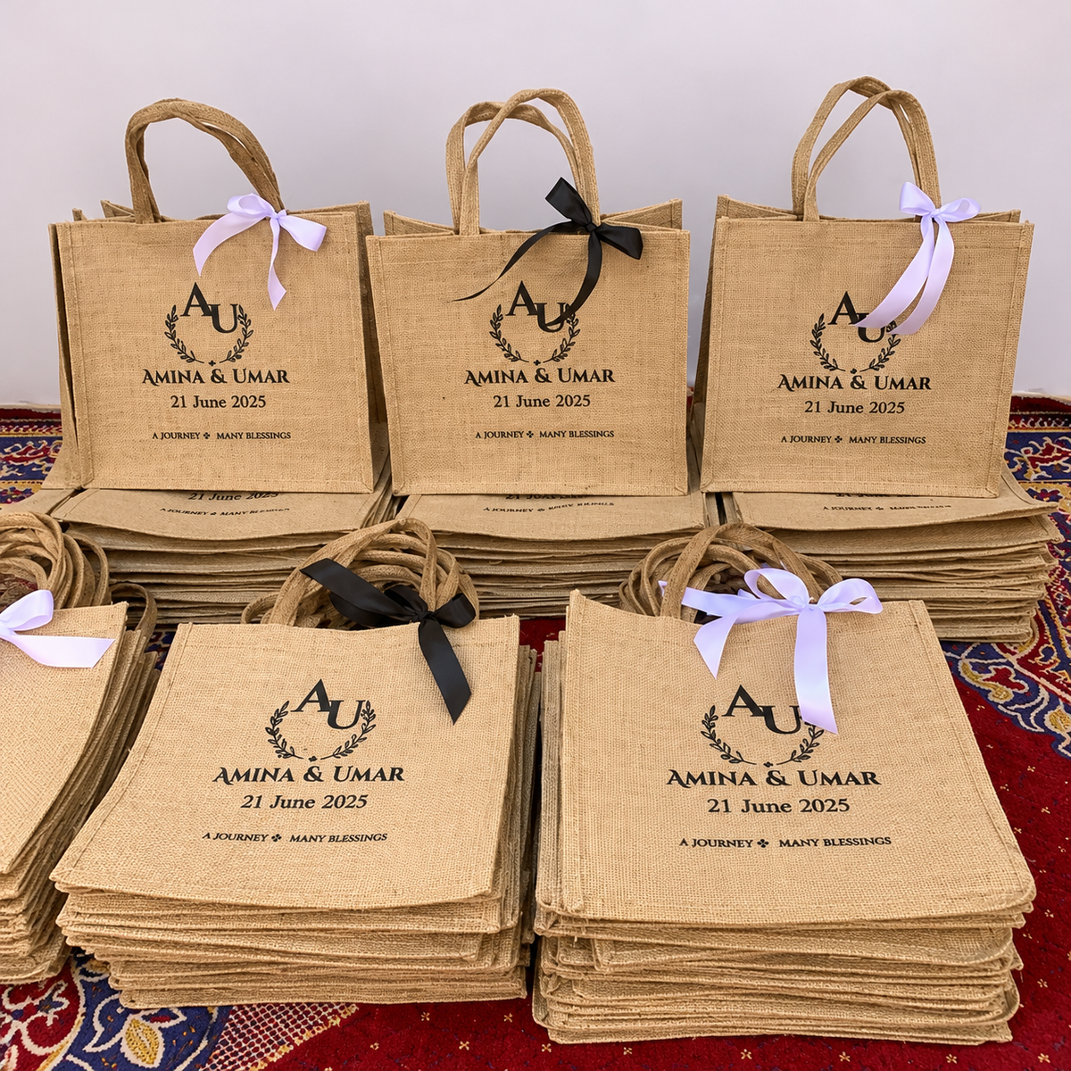Customized Jute Bag with Logo Printing | Promotional Gift Bag | Set of 25 Pieces