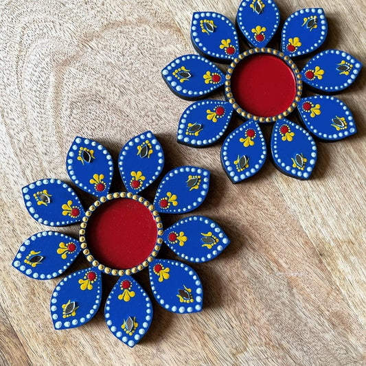 Colorful Flower Shaped Tealight Holders for Diwali Decor (Set of 25)