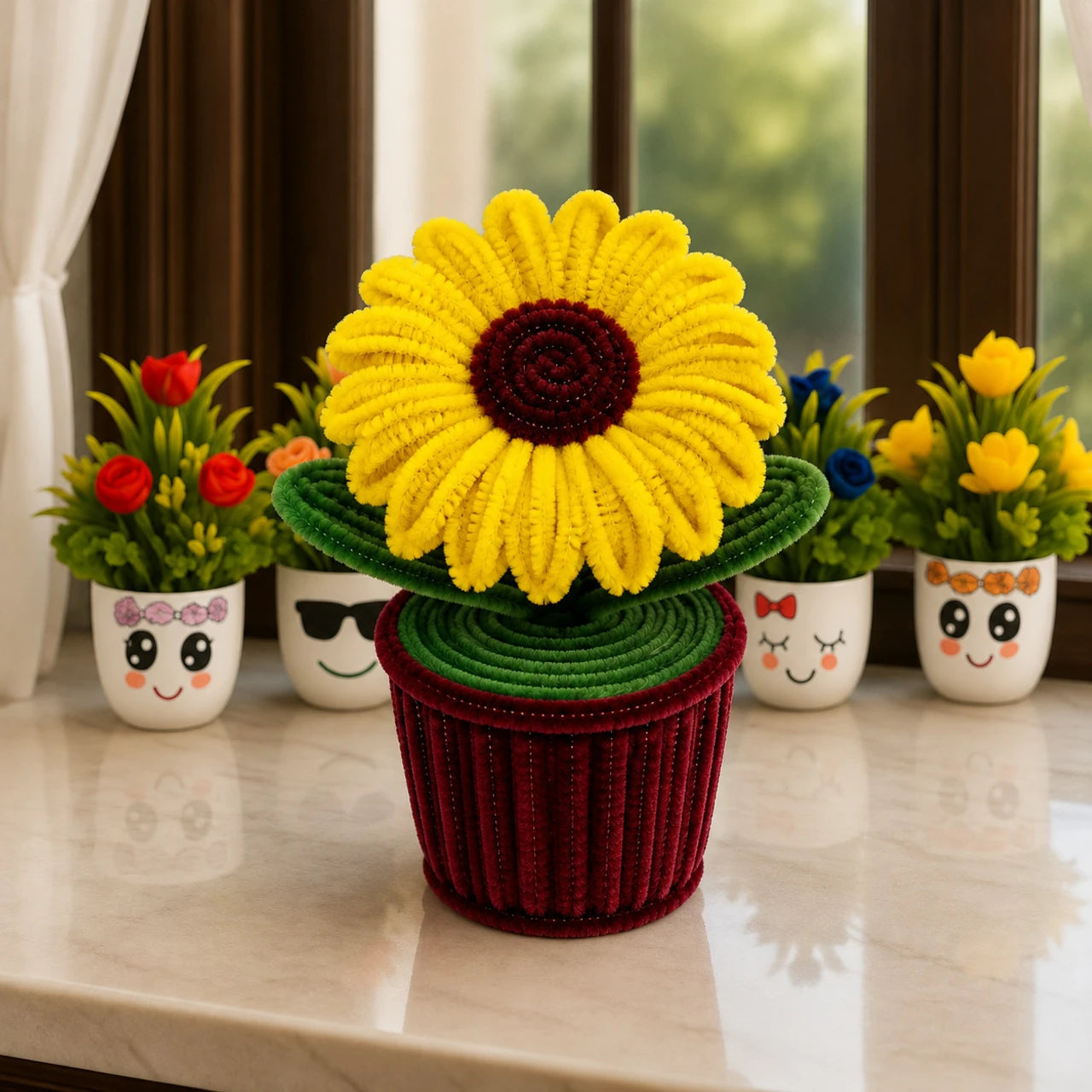 Daisy Flower Cup for Desk & Living Room Decor