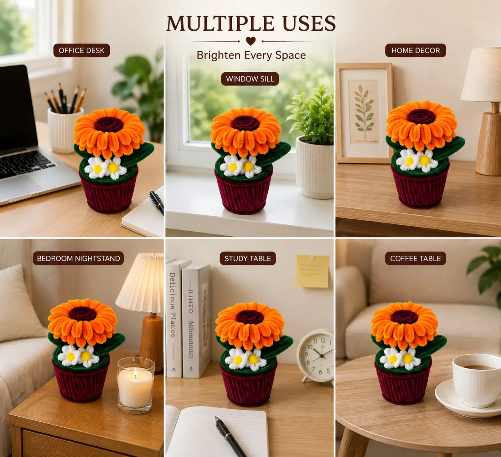 Daisy Flower Cup for Desk & Living Room Decor