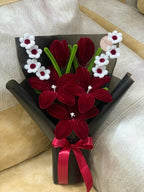 Deep Red Floral Elegance Handmade Bouquet