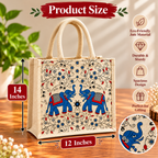 Double Elephant Printed Jute Tote Bag