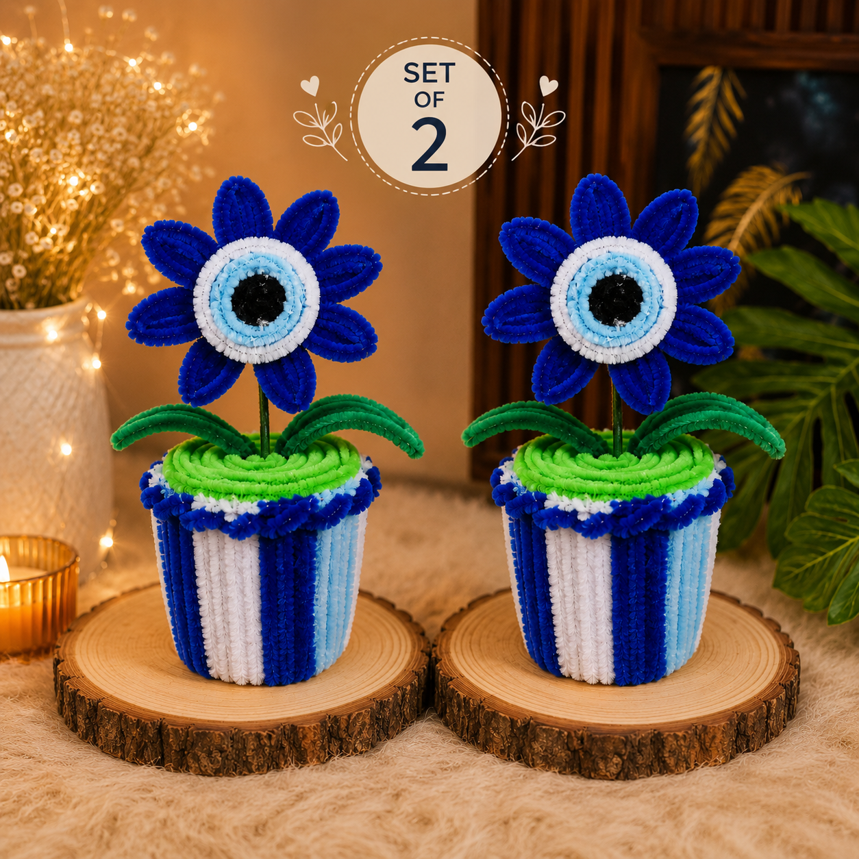 Evil Eye Handmade Flower Cup – Protective Nazar Decor