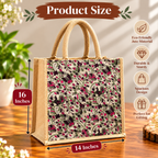 Floral Printed Jute Tote Bag for Women / Everyday Using Bag