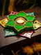 Floral Shaped String Art Tealight Holder With Mirror Work
