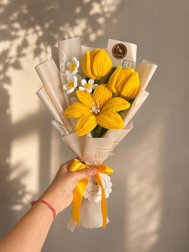 Golden Sunshine Lily Bouquet – Handcrafted Floral Charm