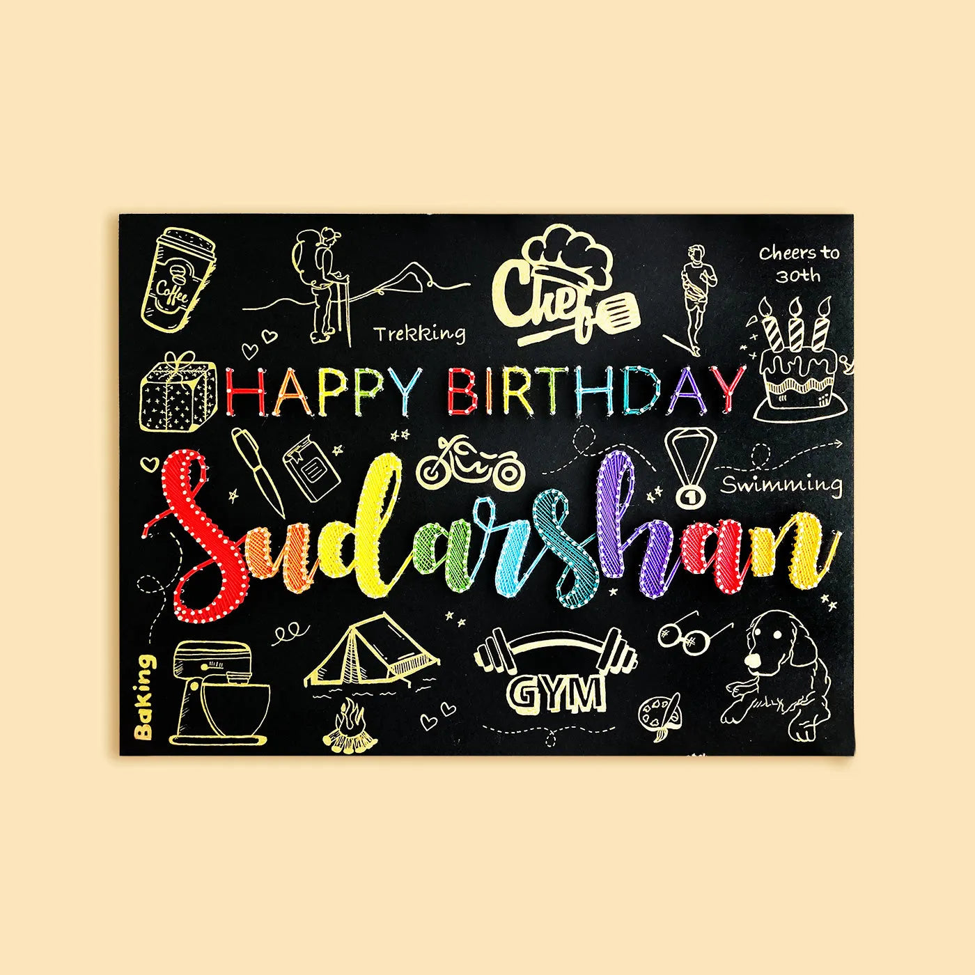 Handmade Happy Birthday String Art Nameplate