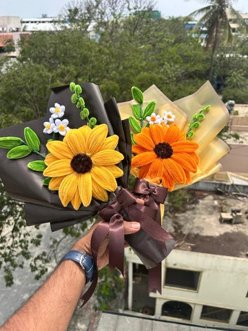 Handmade Sunflower Bouquet – Elegant Yellow Bloom Gift