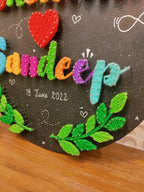Nameplate With Leafy Embrace: String Art for Two Names