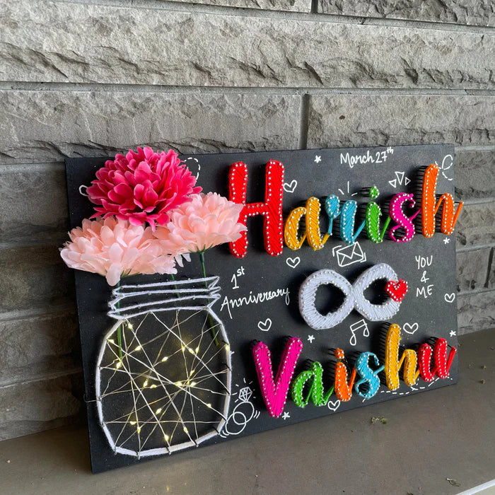 A Infinity String Art Name Plate for Couple's