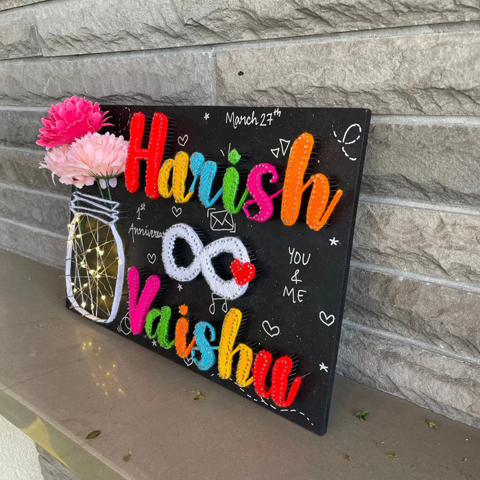 A Infinity String Art Name Plate for Couple's