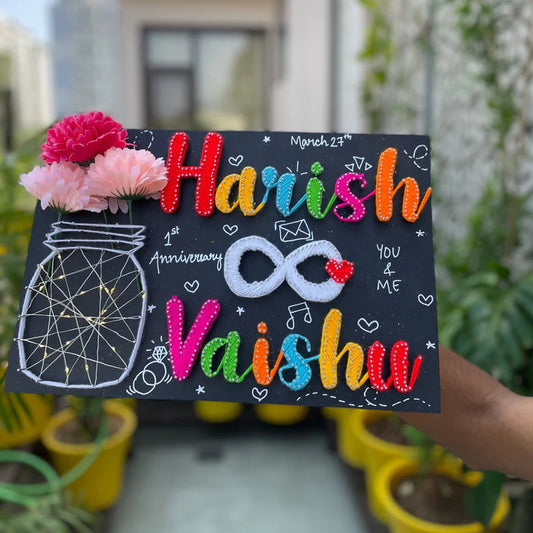 A Infinity String Art Name Plate for Couple's