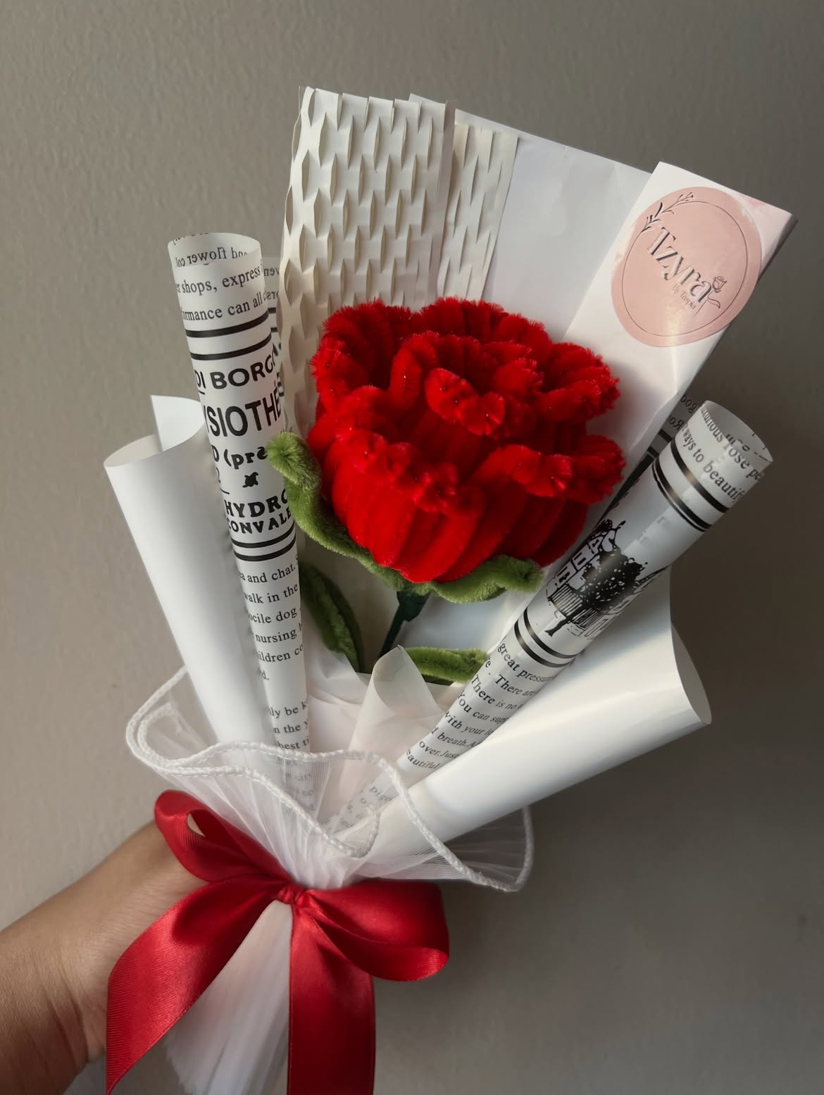 Handmade Red Rose Flower Bouquet