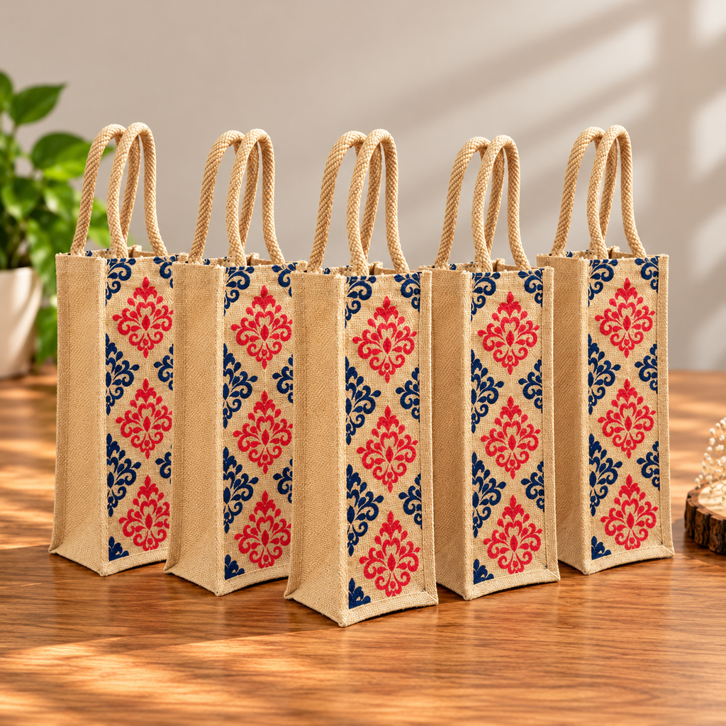 Jute Water Bottle And Wine Carry Bag , 1.5 Ltr / Set of 3