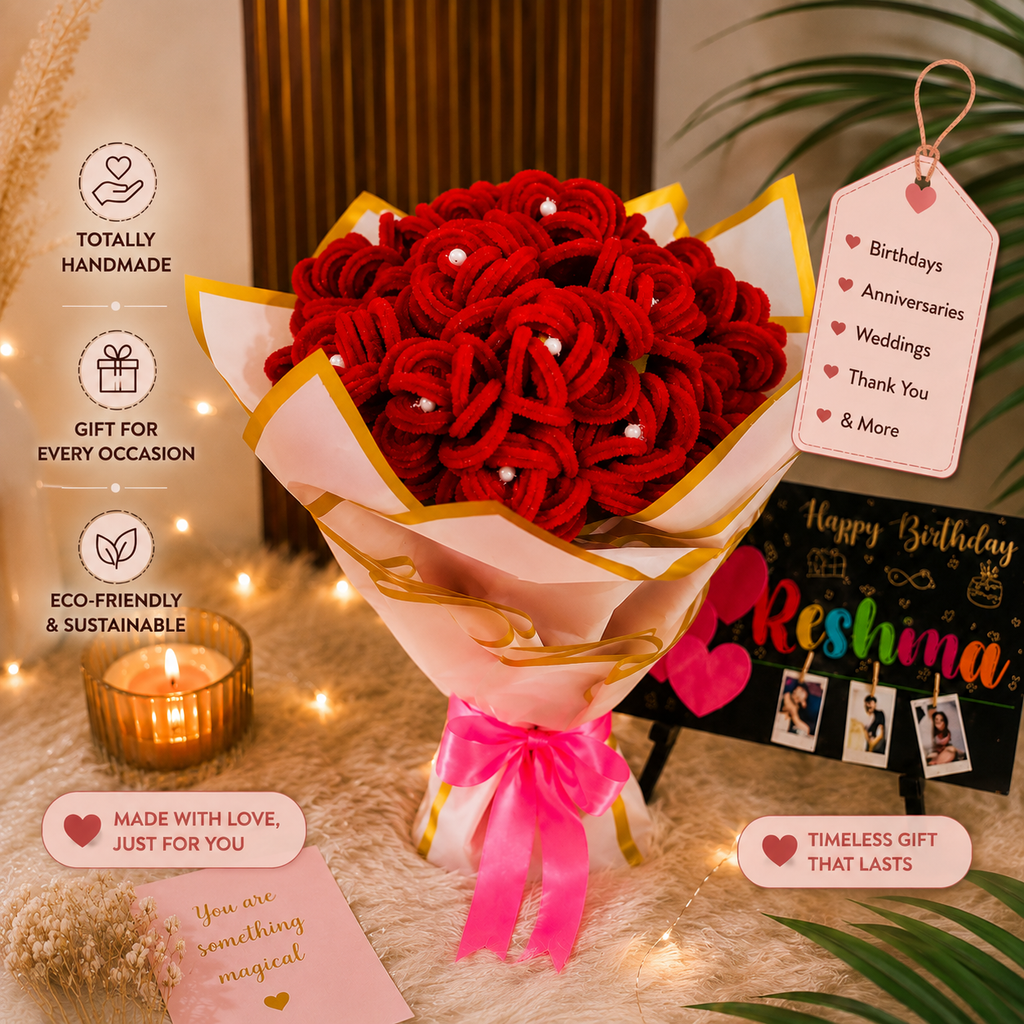 Large Red Rose Handmade Bouquet – Premium Love & Celebration Gift