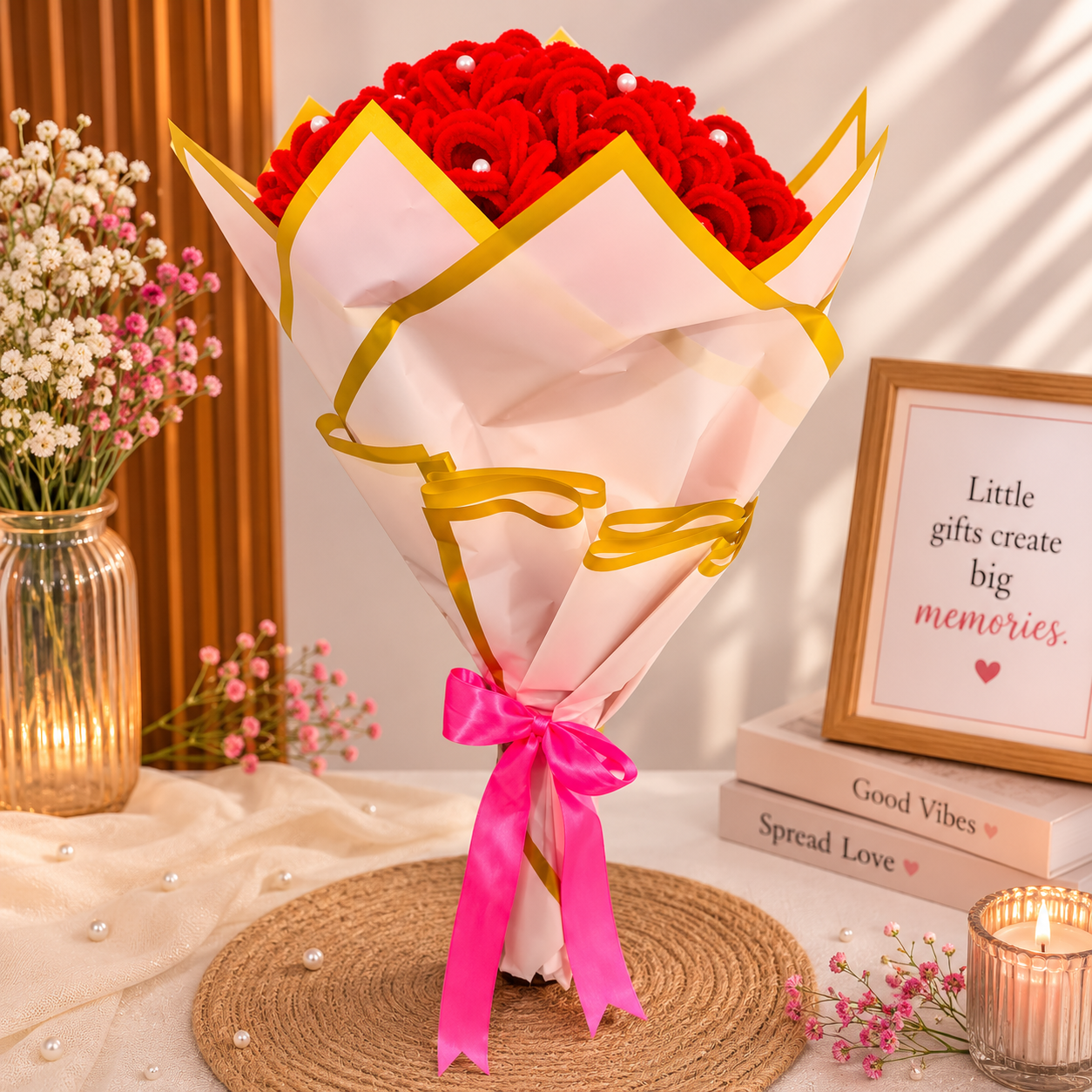 Large Red Rose Handmade Bouquet – Premium Love & Celebration Gift