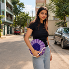 Lavender Petal Pearl Clutch Bag – Elegant Handmade Floral Sling Purse