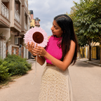 Light Pink Petal Pearl Clutch – Handmade Floral Sling Bag