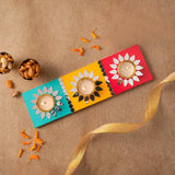 Multi Color Wooden Tealight Holder With Mirror Work