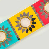 Multi Color Wooden Tealight Holder With Mirror Work