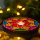 Multi Colorful String Art Tealight Holder